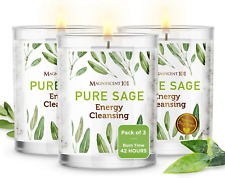 Magnificent 101 Set of 3 Long Lasting Pure Sage Smudge Candles | 42 Hour Burn -  picture