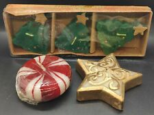 5 Christmas Floating Candles- Christmas Tree, Star And Peppermint Candles C8 picture