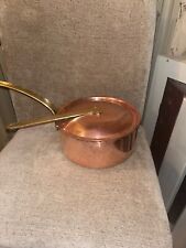 VINTAGE TAGUS CHEF 2 QUART COPPER BRASS POT WITH LID PORTUGAL CLEAN LINING picture