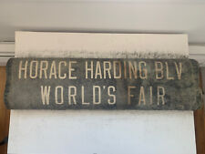 NY NYC PRIMITIVE BUS ROLL SIGN HORACE HARDING BOULEVARD WORLDS FAIR FLUSHING MDW picture