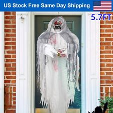 5.7FT Halloween Hanging Ghost Life Size Prop Skull w/ LED Glow Eyes Creepy Sound picture