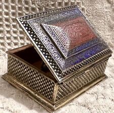 Lovely Rustic Metal Japanese Mini Trinket Box w Wood Interior picture