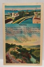 Vintage Postcard Virginia Poem On Linen Card c1940 ( A277) picture