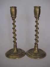 PAIR OF VINTAGE HAND ENGRAVING CHINESE BRASS CANDLE HOLDERS, 7 3/4
