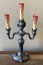 Flicker Light Skull Skeleton Candelabra Dripping Blood Candles Halloween Plastic picture