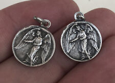 Lot of 2 Antique French St. Anne / Angel Religious Medals c1940 picture