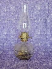 Vintage Kaadan Clear Glass Oil Lamp Art Deco Squares Ridges 13 1/2