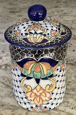 Authentic Ysauro Uriarte Talavera Mexico Signed Pottery Canister/ Jar with Lid picture