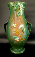 RARE Roseville Pottery Snowberry Green Vase 1V1-12 Mid Century Modern 1940s s-3H picture