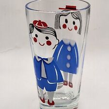 Rare Vintage French School Boy and Girl Red, White and Blue Glass picture