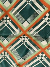 Vintage 1930s 40s Geometric Green Rayon?  Fabric 41” X 37” picture
