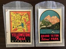 Vintage 1960’s Yellowstone & Grand Teton National Park Decals - Souvenir Sticker picture
