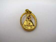 Vintage Christian Medal Charm: Praying Saint Design Gold Tone picture