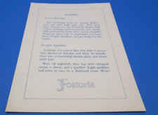FOSTORIA GLASS SCORPIO Zodiac PROMOTION CARD 1975 GREENFIELD Pattern and Recipe picture