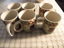 Thomson Pottery Mugs,2002 Country Home Beth Vincent-Stephens 8 Oz Set Of 6 picture