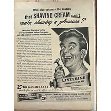 Vtg 1940s Listerine Shaving Cream Print Ad Pharmacal Tube Mancave B&W 11x14
