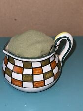 Rare Vintage Italy Hand Painted  Art Pottery Mini Pitcher / Pin Cushion picture