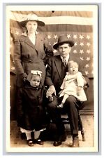 RPPC Family With American Flag, Memorial Day Or July 4Th Postcard AZO picture