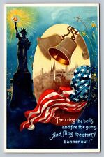 Postcard  July 4 A/S Clapsaddle Lady Liberty Liberty Bells Flags  B546 picture