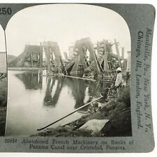 Panama Canal French Machinery Stereoview 1920s Abandoned Machines Keystone F712 picture