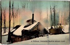 A Typical Vermont Maple Sugar Camp c1913 Vintage Postcard O24 picture