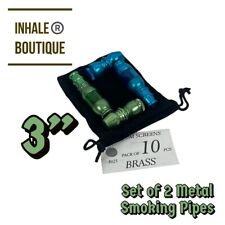 Collectible METAL smoking pipe/Anodized Aluminum /Set Of 2 Pipes In Velvet Pouch picture