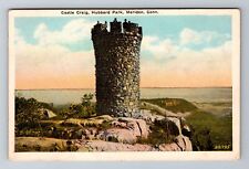 Meriden CT-Connecticut, Castle Craig, Hubbard Park, Vintage c1933 Postcard picture