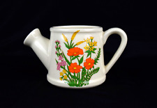 Vintage Decorative Watering Can Ceramic Vase Orange Flowers picture