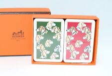Hermes mini Playing Cards Dogs Unused 2 Sets Green Red New in Package Scarf R6 picture
