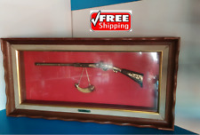 Musket With Powder Horn Vintage Wall  Art Wooden Framed. 34 inch x16 inch picture