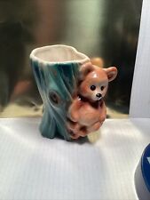 Royal Copley Bear Planter Vase Cub By Tree Stump Ceramic Animal 6