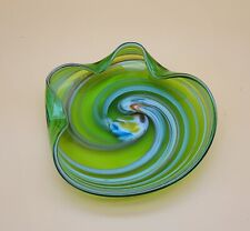 Vintage Hand Blown Art Glass Swirl Pattern 7in picture