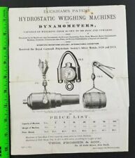 Vintage 1873 Duckhams Hydrostatic Weighing Machines Dynamometers Sales Flyer picture