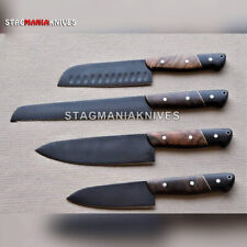 4 PCS Custom Hand Forged Powder Coated Full Tang Chef Kitchen Dining Knife Set  picture
