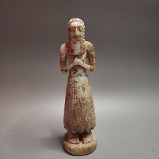 RARE AND SUPERB NEAR EASTERN SUMERIAN ALABASTER STONE SEATED IDOL. picture