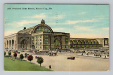 Postcard Kansas City Missouri Union Station Train Cars Street View MO 1911 picture
