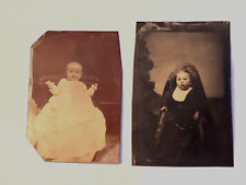2 Antique Tintype Photo Lot Kids SLIFE & EDWARDS Montpelier Williams County Ohio picture