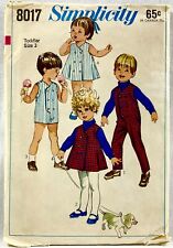 1968 Simplicity Sewing Pattern 8017 Toddlers Jumpsuit Dress Jumper Size 3 15574 picture