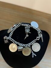 MID 20th CENTURY Western European Travel Charm bracelet with COINS and CHARMS picture