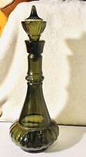 Vintage 1964 I Embossed D-334 119 64 3 Smoke Green Decanter Genie Bottle 14x5.5” picture