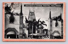 1944 Postcard Hollywood CA California Grauman's Chinese Theatre Textured Border picture