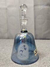 Crystal Arts Walt Disney World Mickey Mouse Blue Glass Bell Orig Label Vintage picture