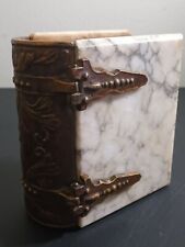 Antique Marble Color Alabaster/brass Box in the Shape of a Book Heavy  picture
