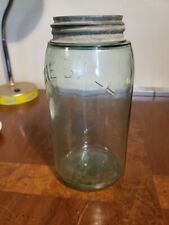 THE BALL Mason's Patent Nov.30th 1858 Aqua Blue Glass Canning Jar Quart #24 VTG picture
