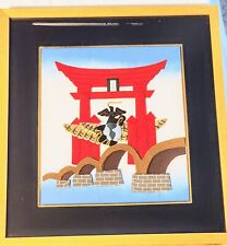 Japanese Artwork Framed Iwakuni Bridge Asian Japan Textured Bird Earth Handmade  picture