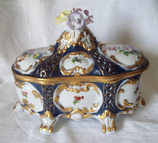 Gorgeous Limoges Porcelain Floral Blue Vented  Jewely Box 10-11 