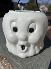 Vintage Halloween Blow Mold Ghost Face Candy Pail Bucket picture