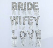 Rhinestone letter Wedding Personalise Jacket Bride Wifey or Love Diamante  picture