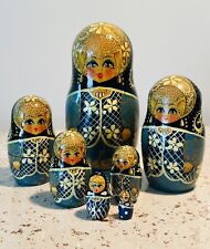 Vintage Hand Painted Russian Matryoshka 7 Piece Set 5” Nesting Dolls  Signed picture