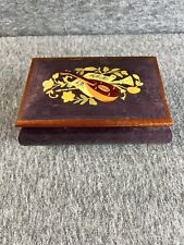 NEW Vintage Italian Wood Inlay Music Jewelry Box Footed with Musical Instruments picture